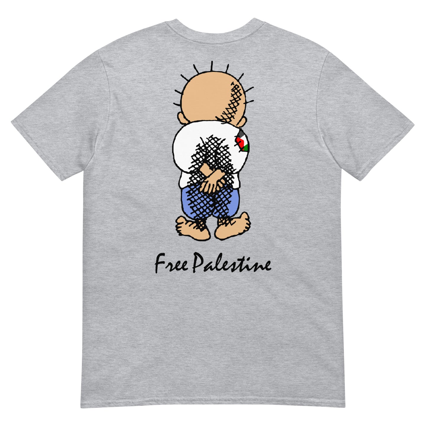 camiseta handala palestina libre free palestine gaza israel en color gris