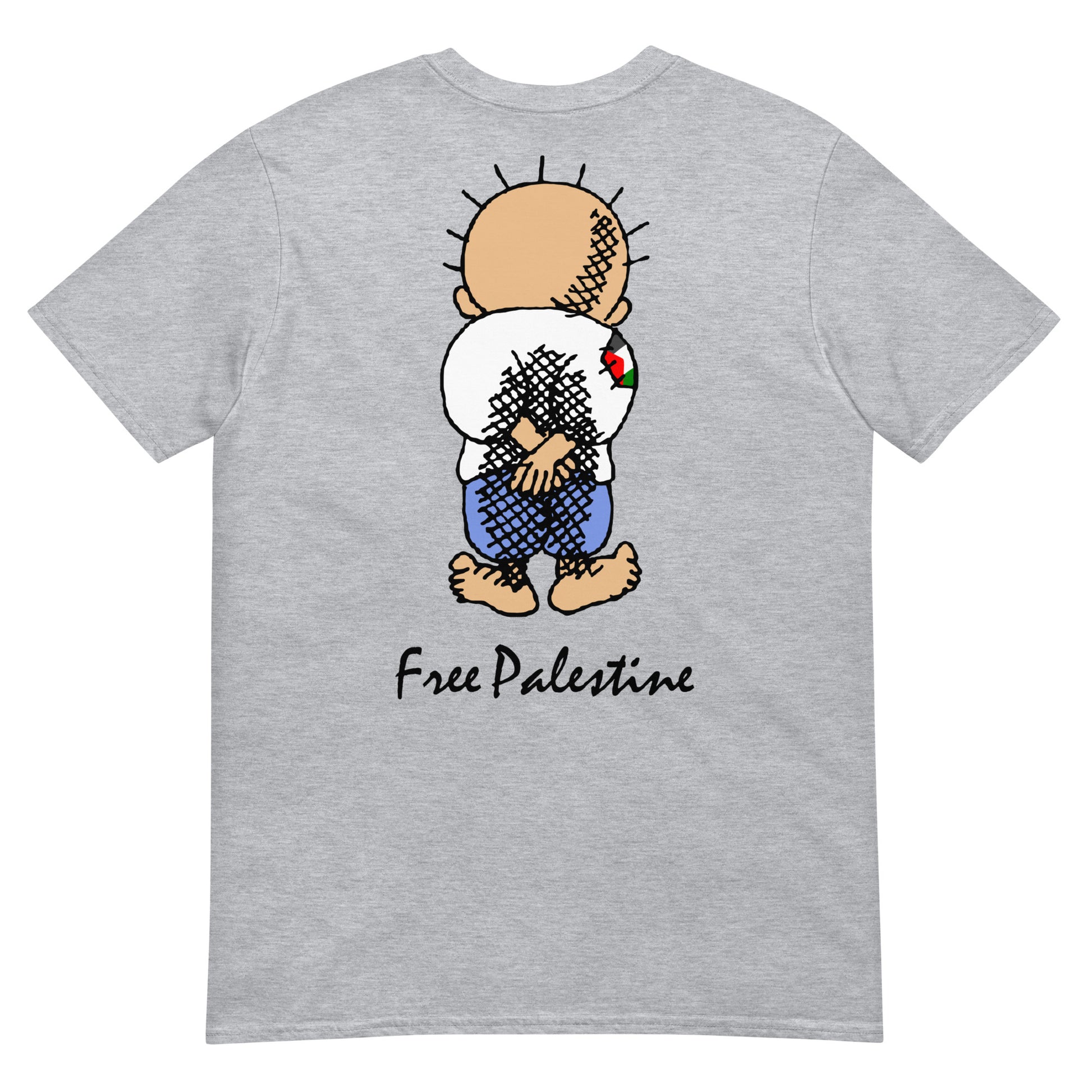 camiseta handala palestina libre free palestine gaza israel en color gris
