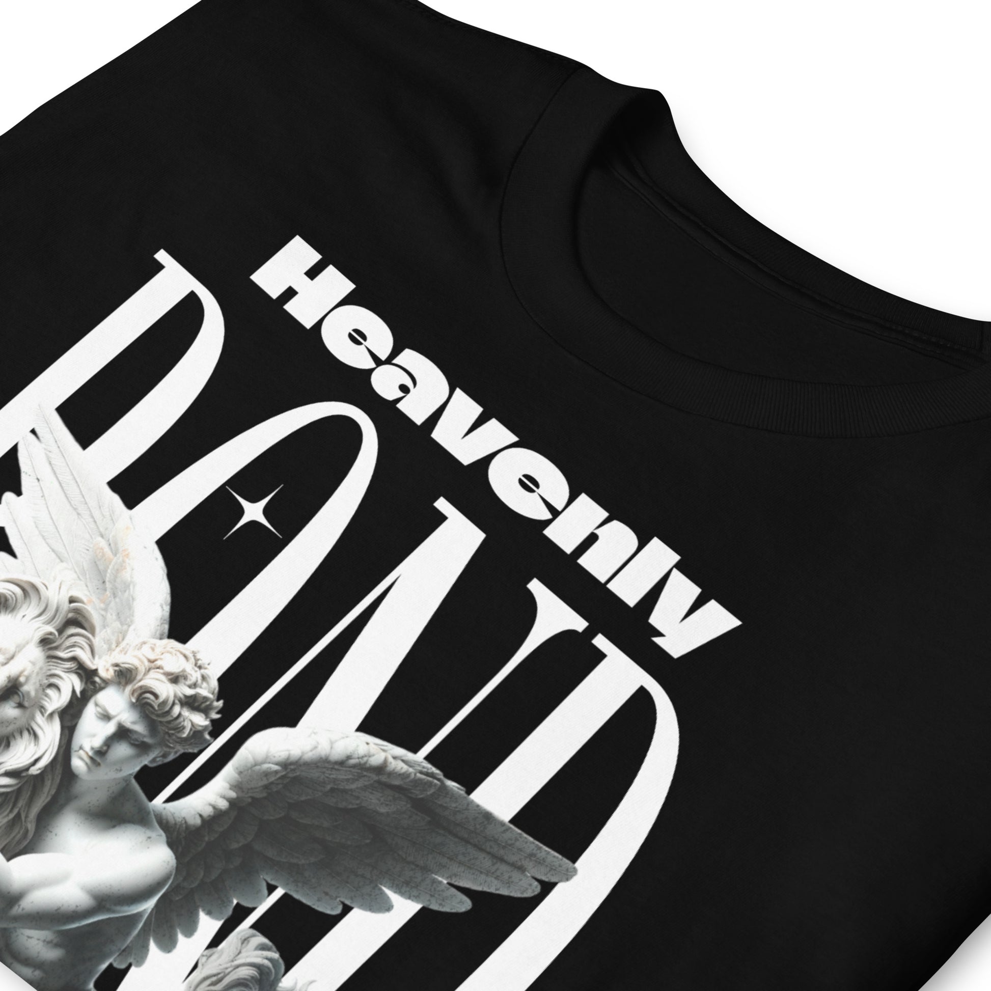 detalle de camiseta heavenly bond angel leon siempre original urban en color negro