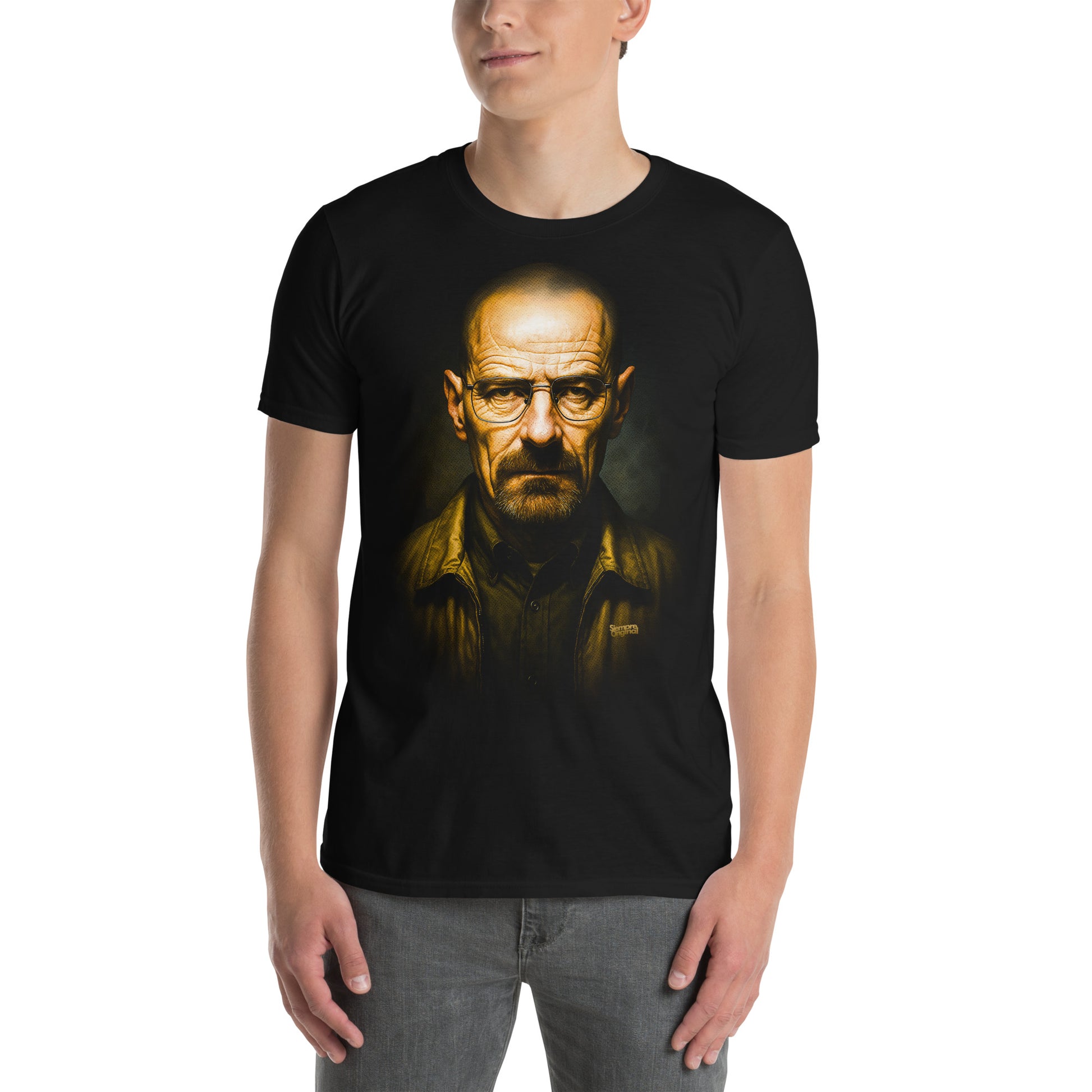 hombre con camiseta heisenberg walter white breaking bad negra