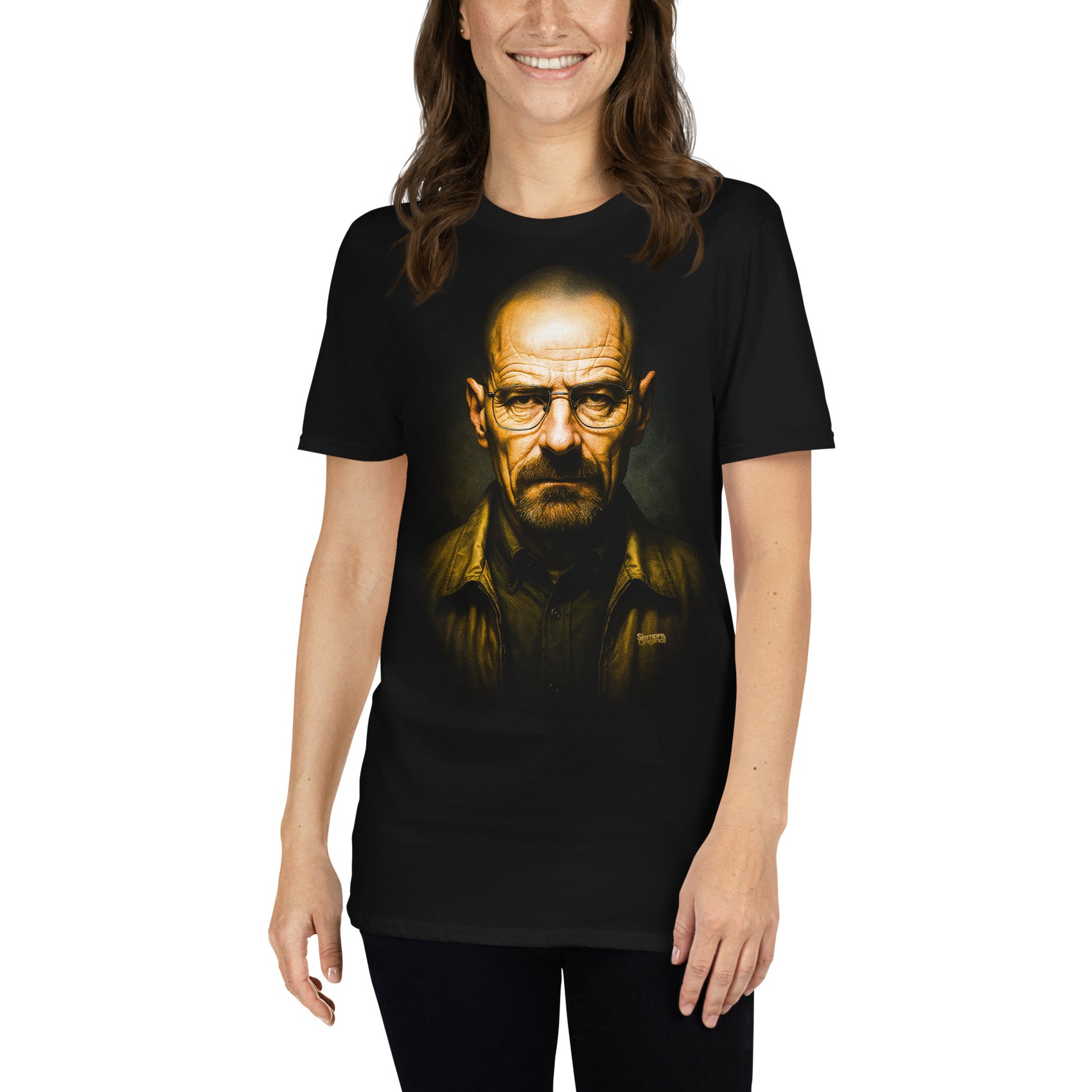 mujer con camiseta heisenberg walter white breaking bad negra