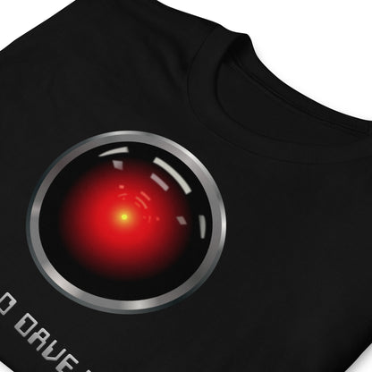 detalle de camiseta hello dave hal 9000 negra