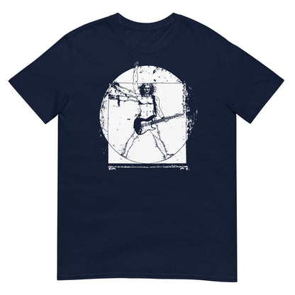 camiseta hombre de vitruvio guitarrista azul marino
