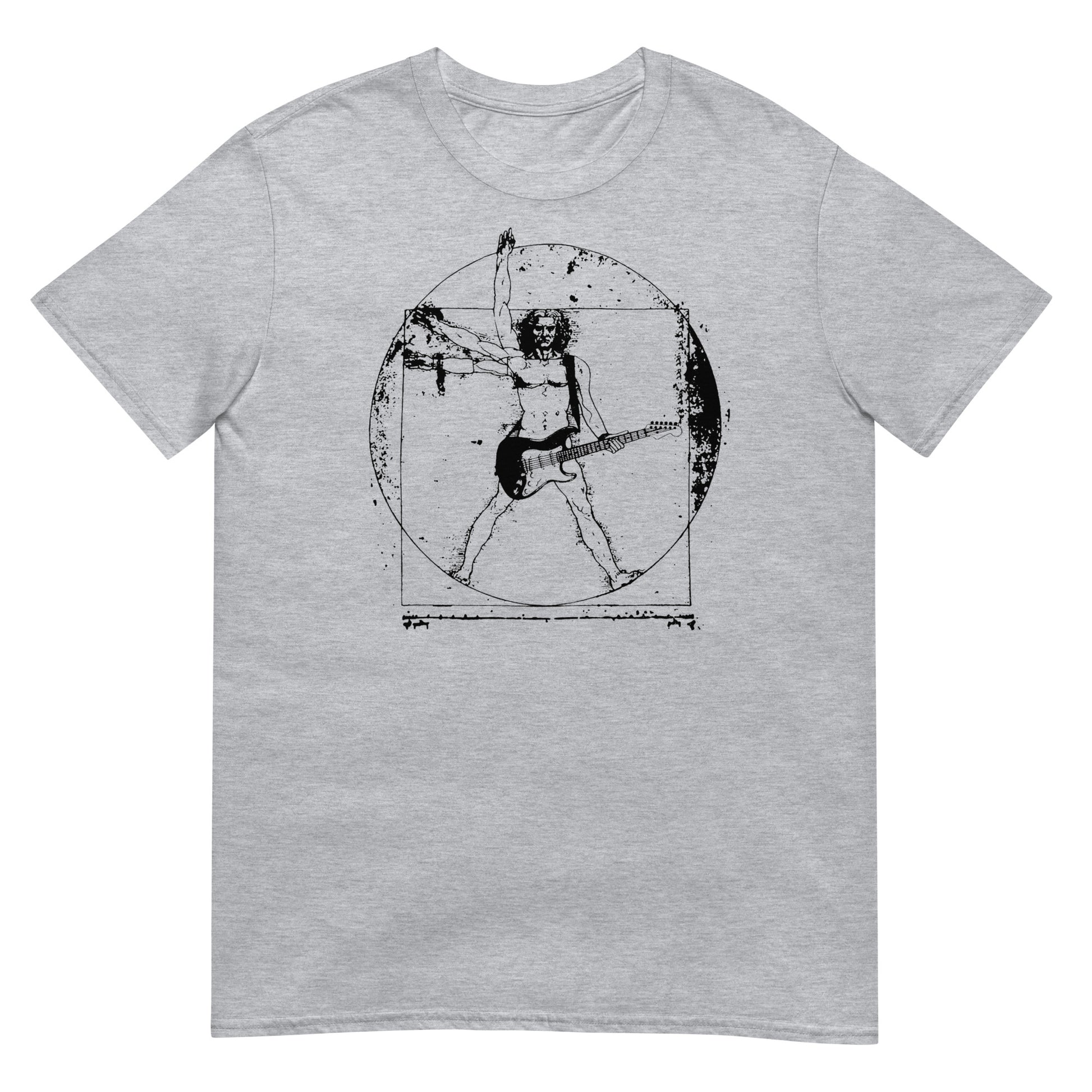 camiseta hombre de vitruvio guitarrista gris
