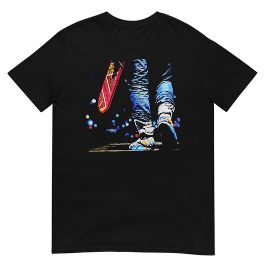 camiseta hoverboard zapatillas regreso al futuro negra