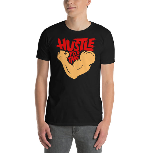 hombre con camiseta hustle for the muscles gym gimnasio fitness en color negro