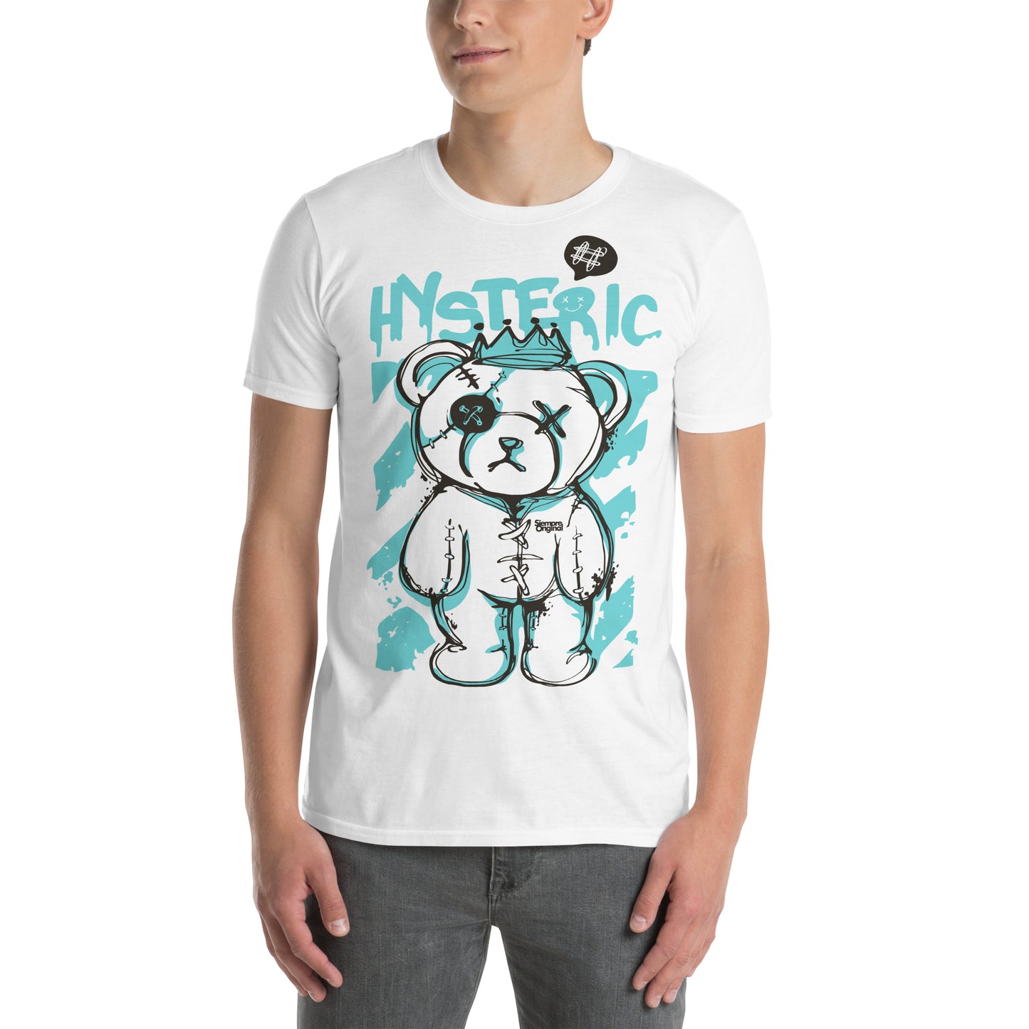 hombre con camiseta hysteric teddy bear siempre original urban en color blanco