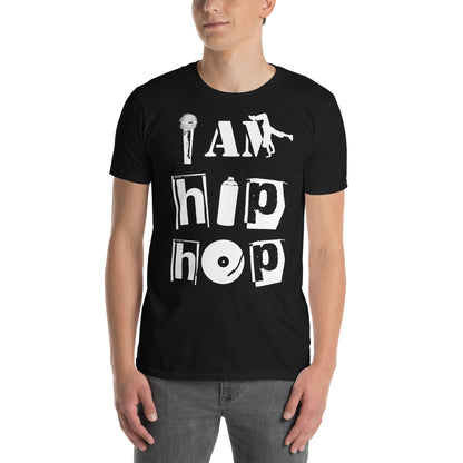hombre con camiseta i am hip hop 4 elementos negra