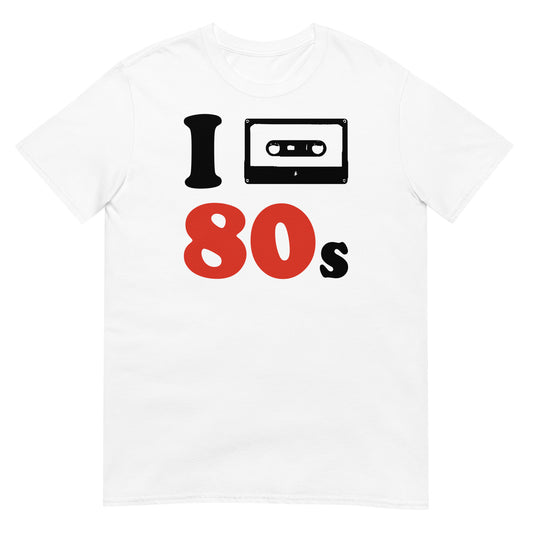camiseta i love 80s cassette blanca