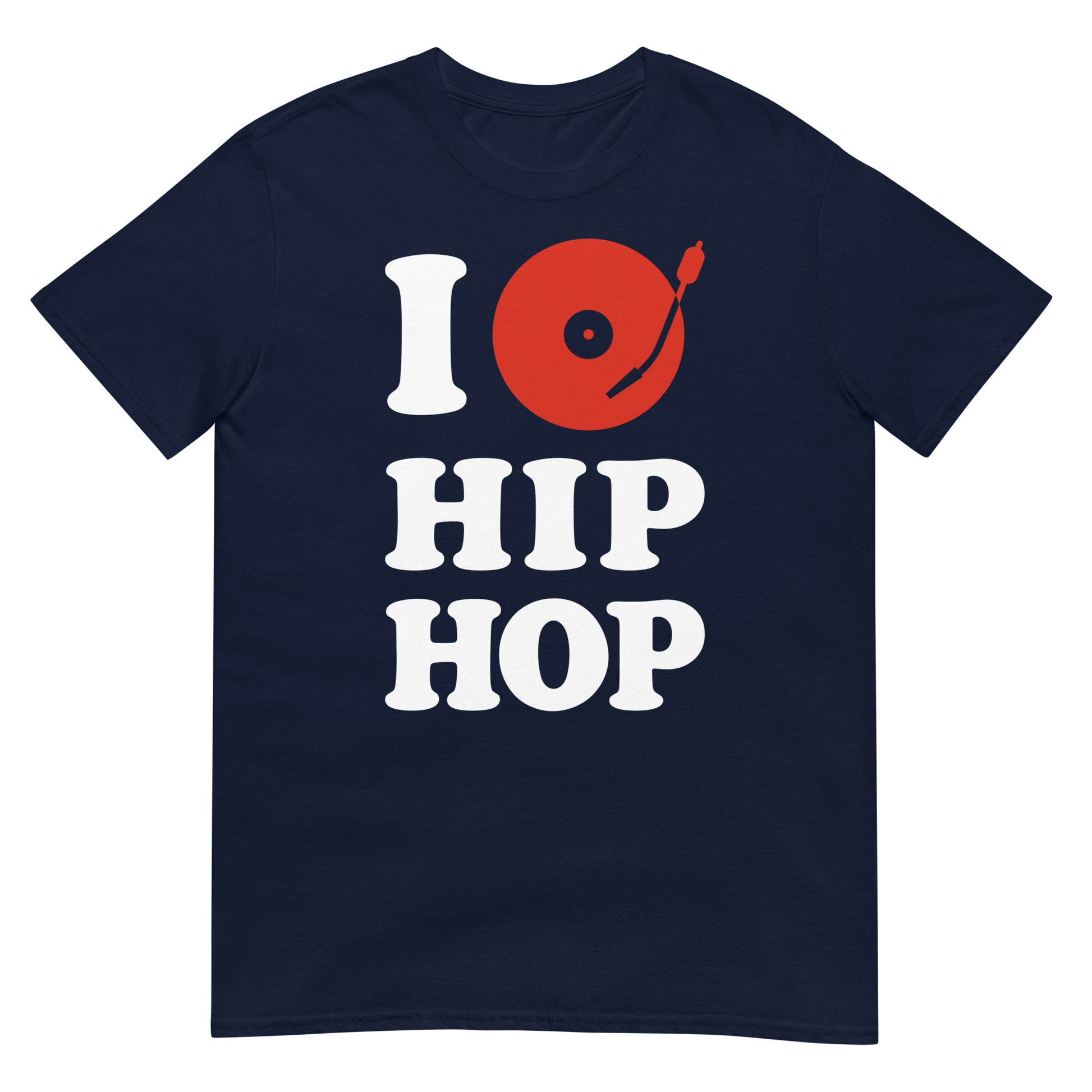 camiseta i love hip hop plato dj azul marino