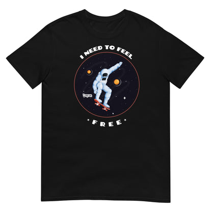 camiseta i need to feel free skate astronauta siempre original urban en color negro