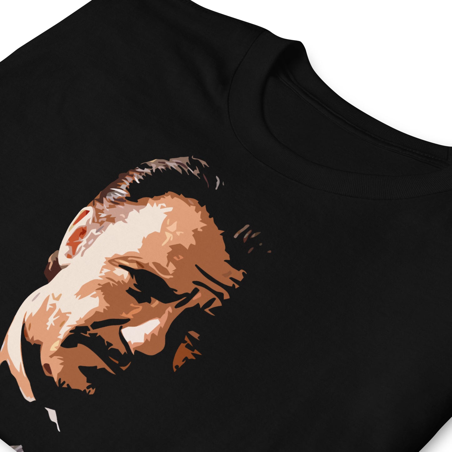 detalle de camiseta mr wolf pulp fiction negra