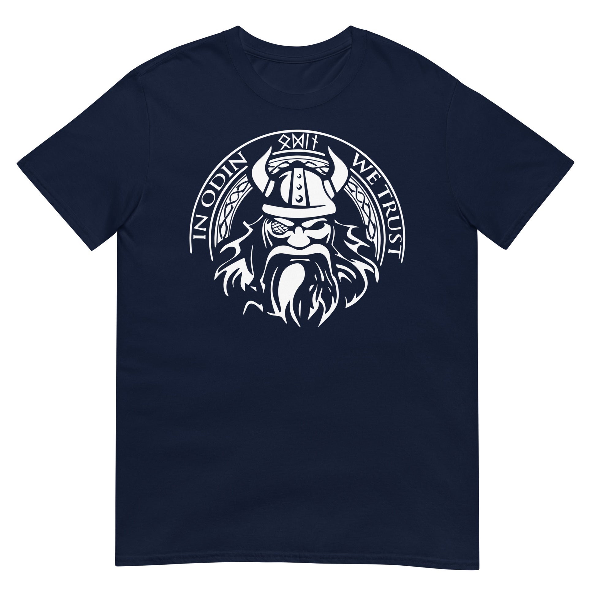 camiseta in odin we trust azul marino