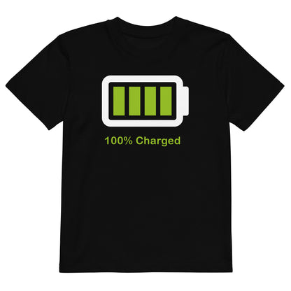 camiseta infantil bateria llena en color negro