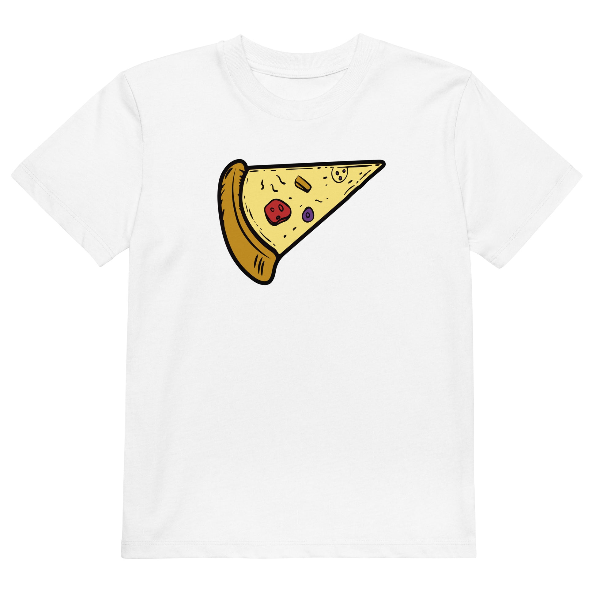 camiseta infantil porcion de pizza en color blanco