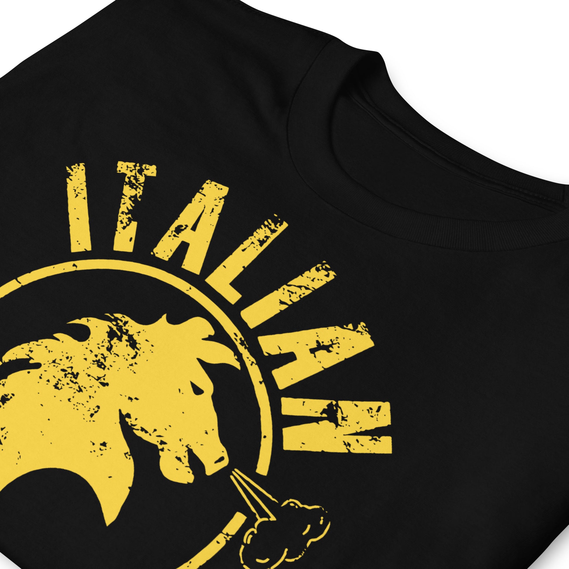 detalle de camiseta italian stallion rocky balboa boxeo negra