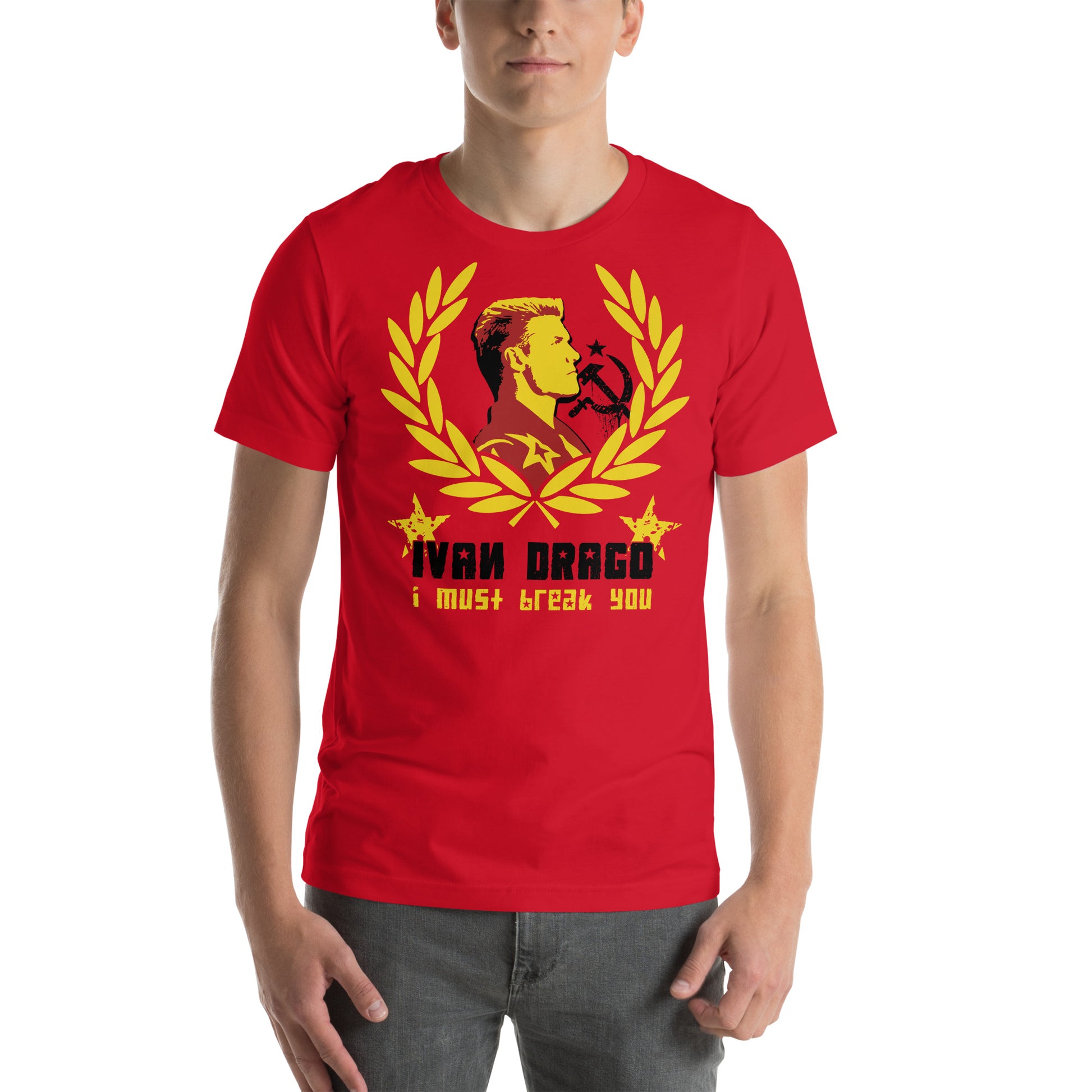 hombre con camiseta ivan drago rocky boxeo roja