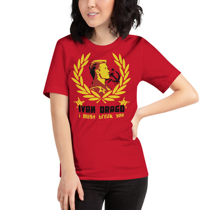 mujer con camiseta ivan drago rocky boxeo roja