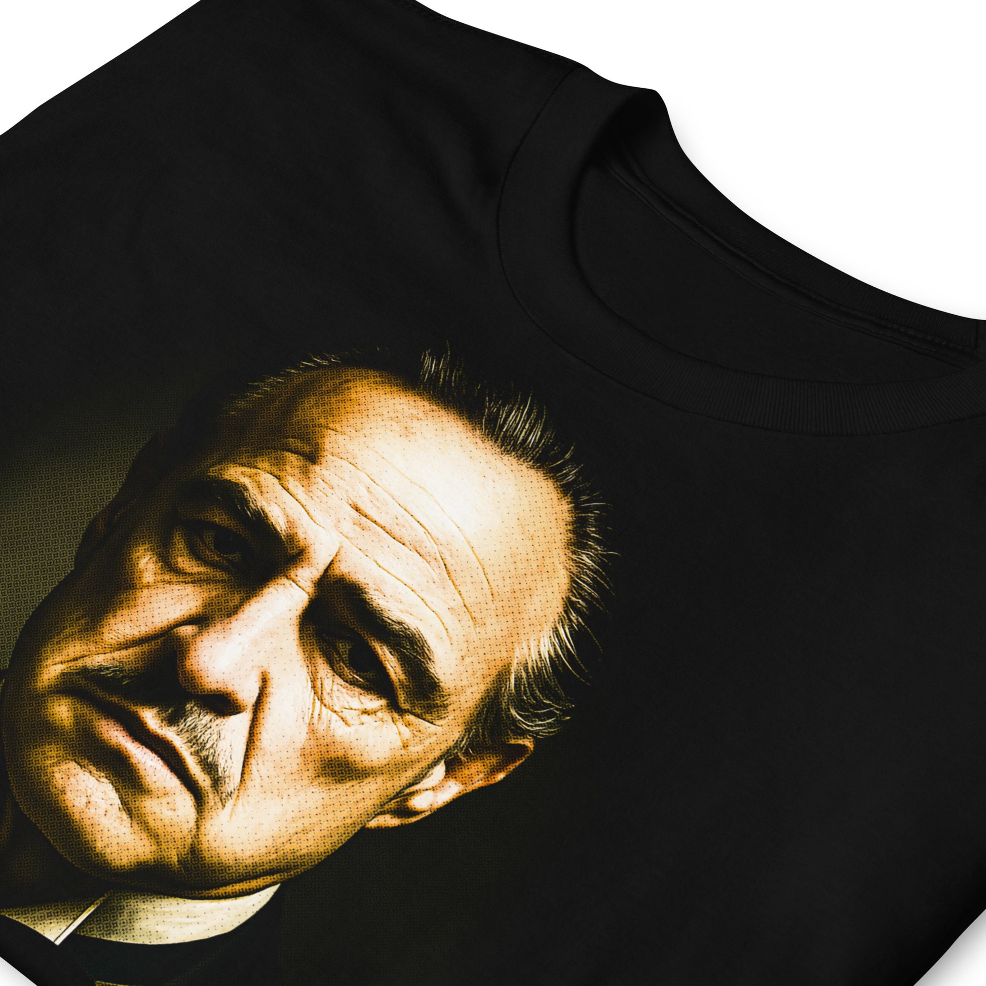 detalle de camiseta vito corleone the godfather negra