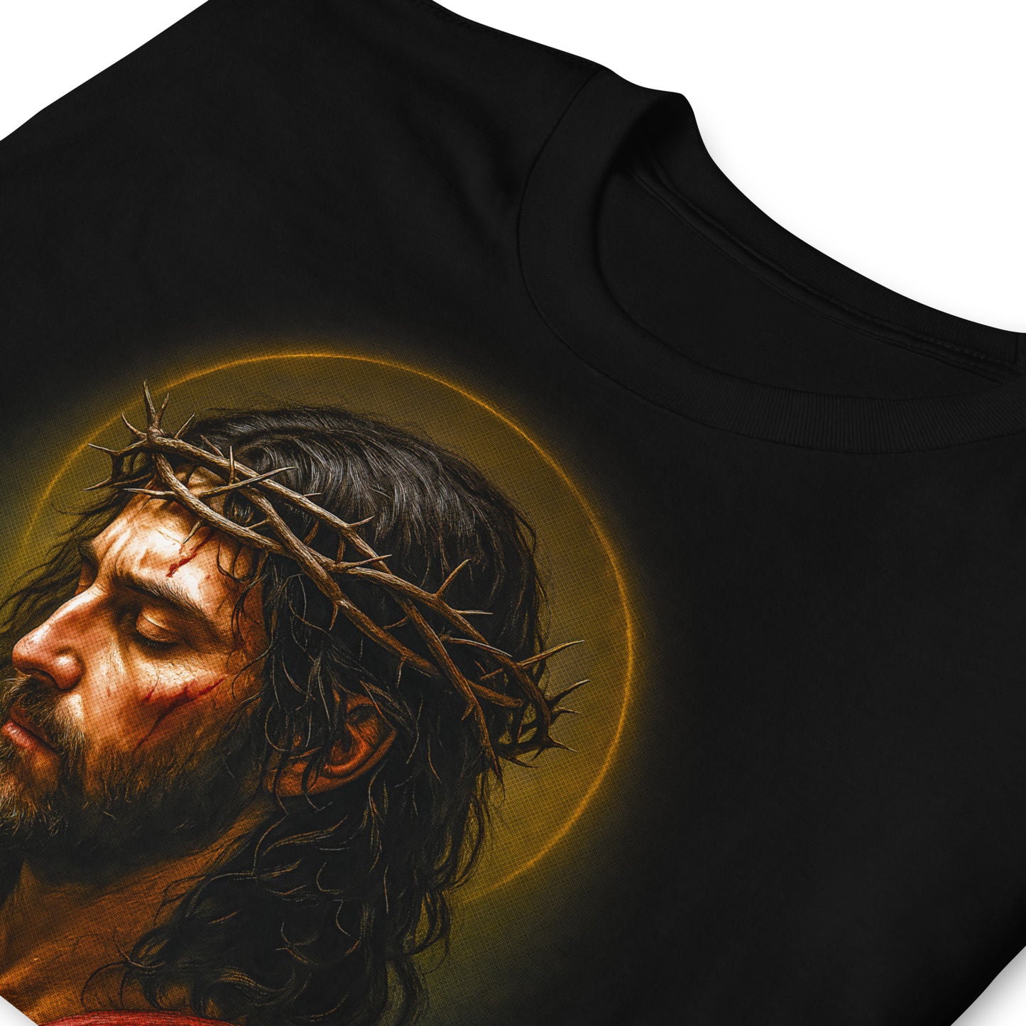 detalle de camiseta jesus esperanza en color negro