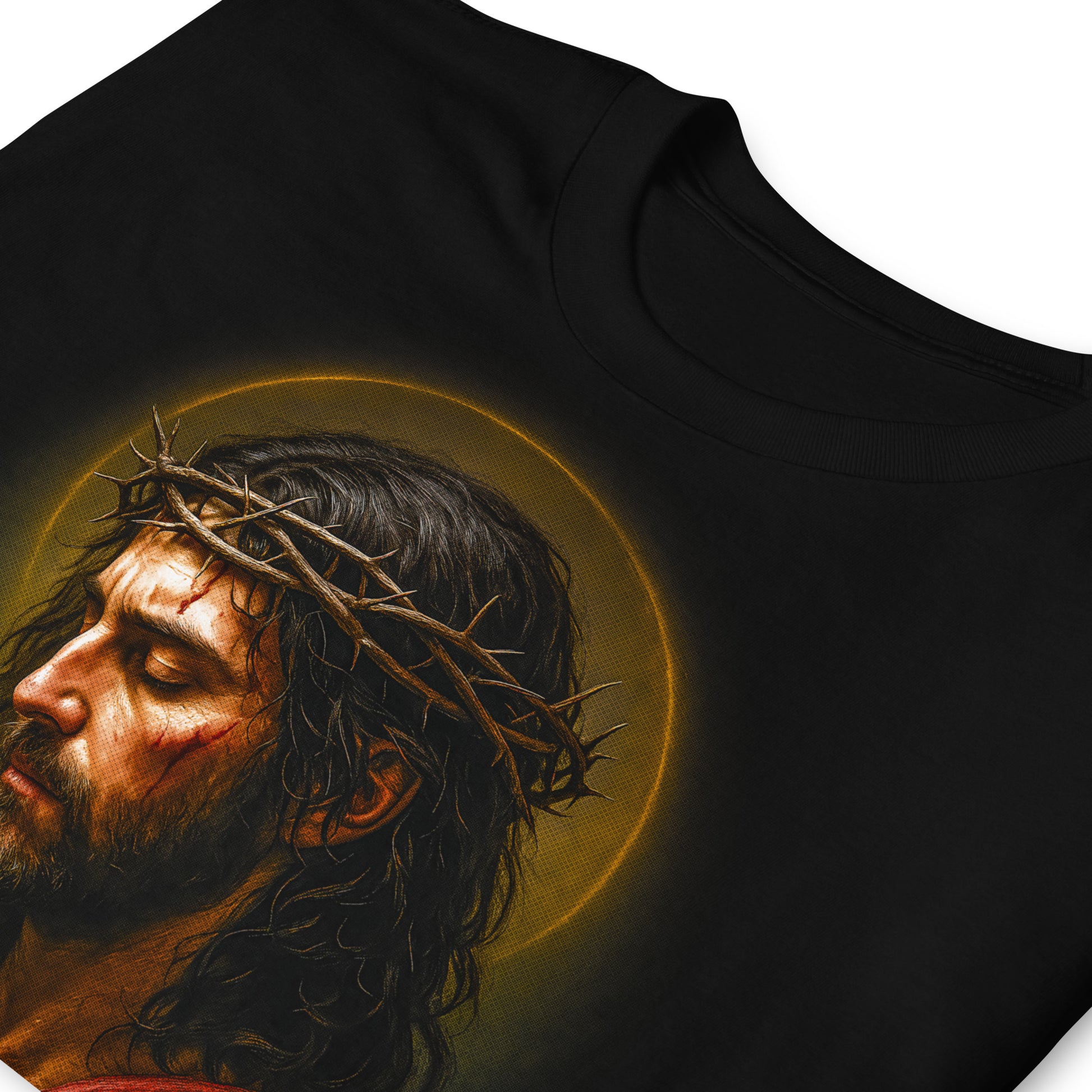 detalle de camiseta jesus esperanza en color negro