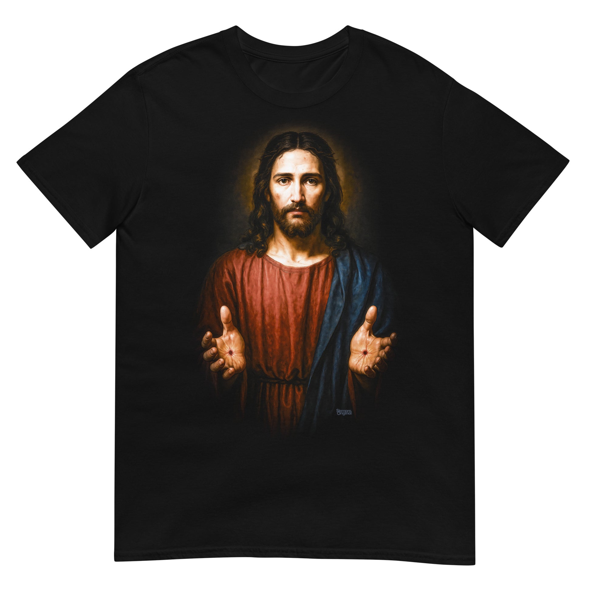camiseta jesus manos de esperanza en color negro