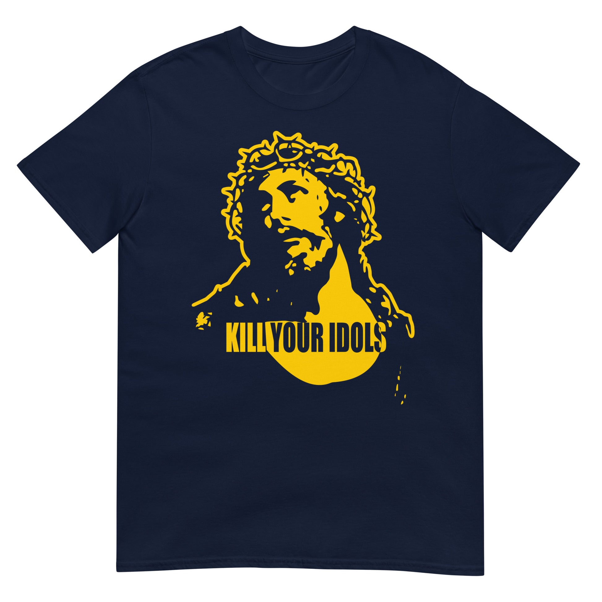 camiseta jesus kill your idols azul marino