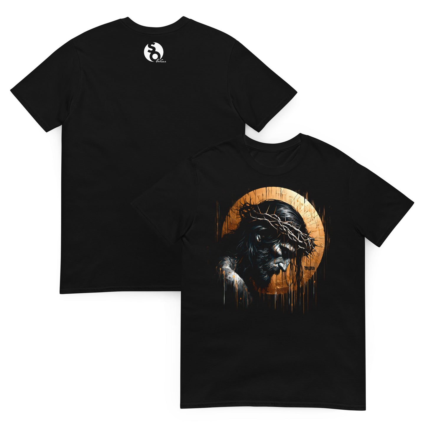camiseta jesus mesias delante y detras en color negro