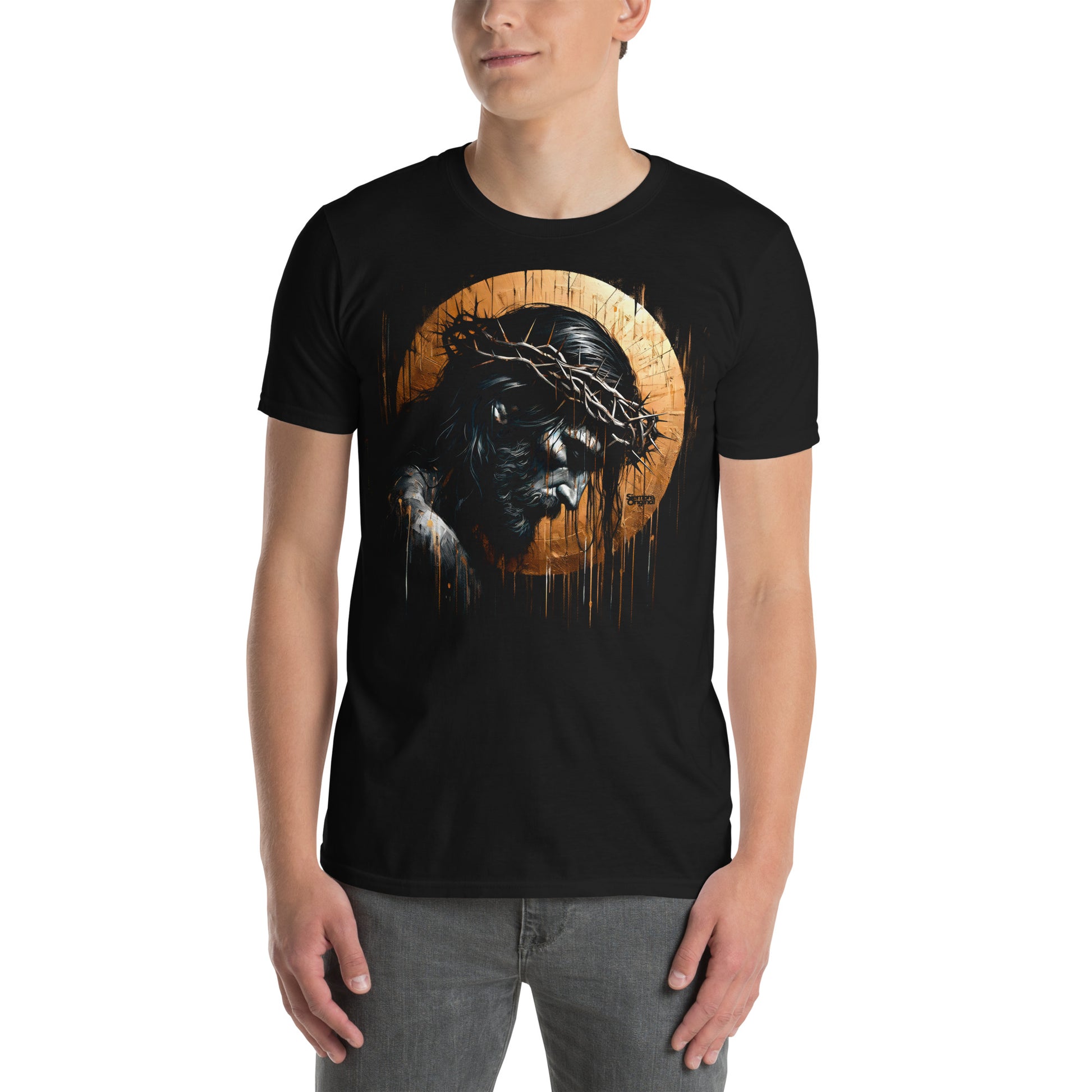 hombre con camiseta jesus mesias en color negro
