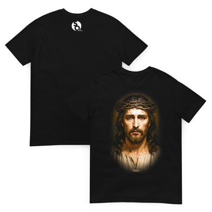 camiseta jesus mirada de fe delante y detras en color negro