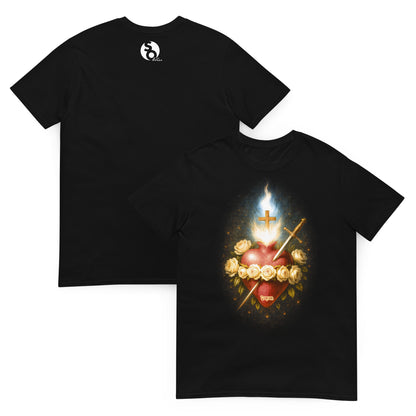 camiseta jesus sagrado corazon delante y detras en color negro