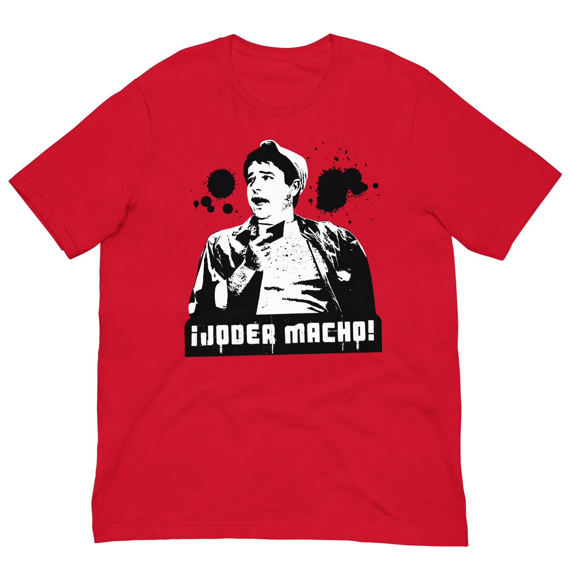 camiseta joder macho benito manos a la obra manolo en color rojo