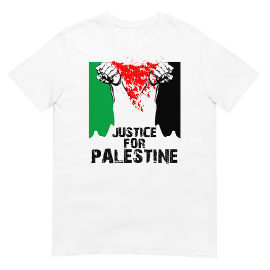camiseta justicia para palestina gaza israel  en color blanco