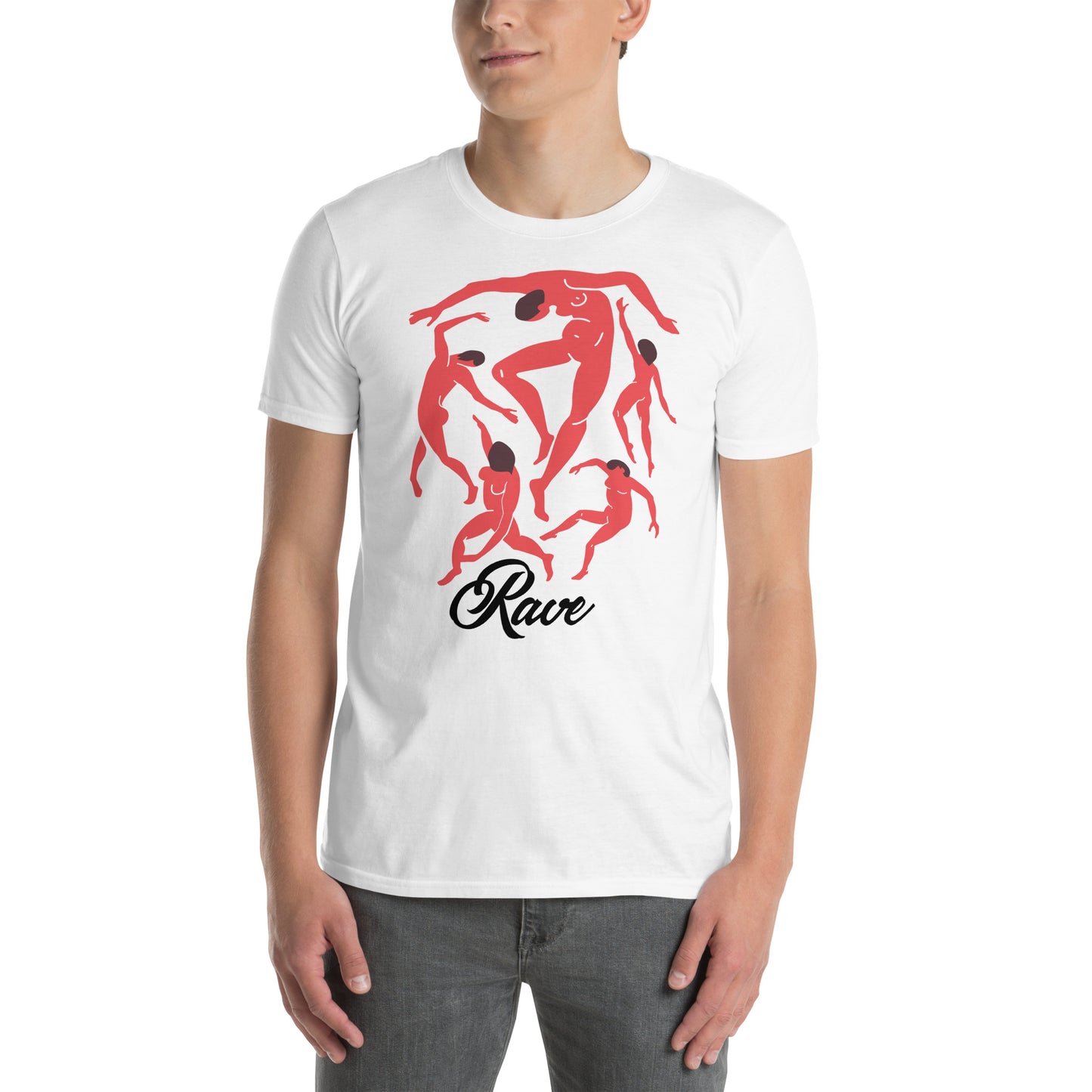 hombre con camiseta la danza matisse rave en color blanco