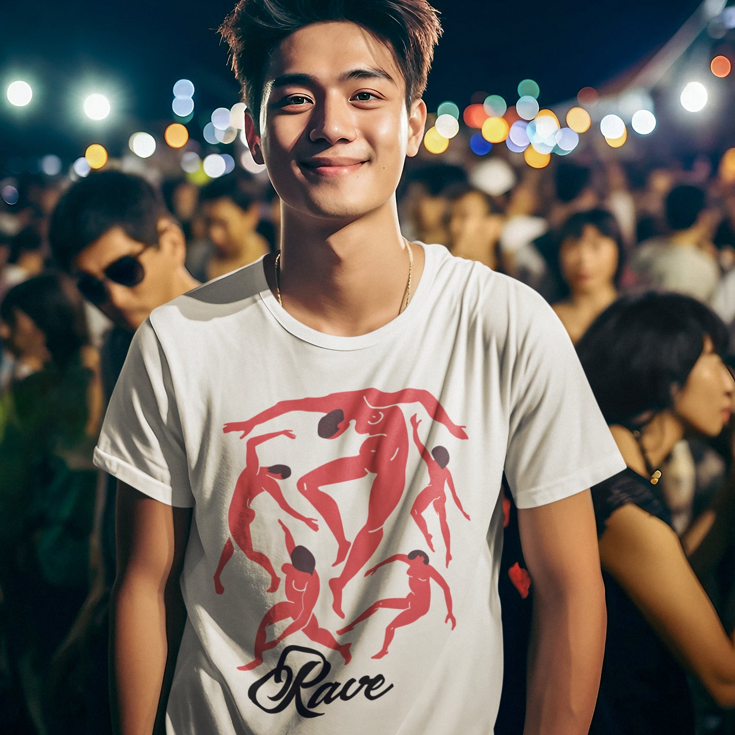 hombre con camiseta la danza matisse rave en color blanco
