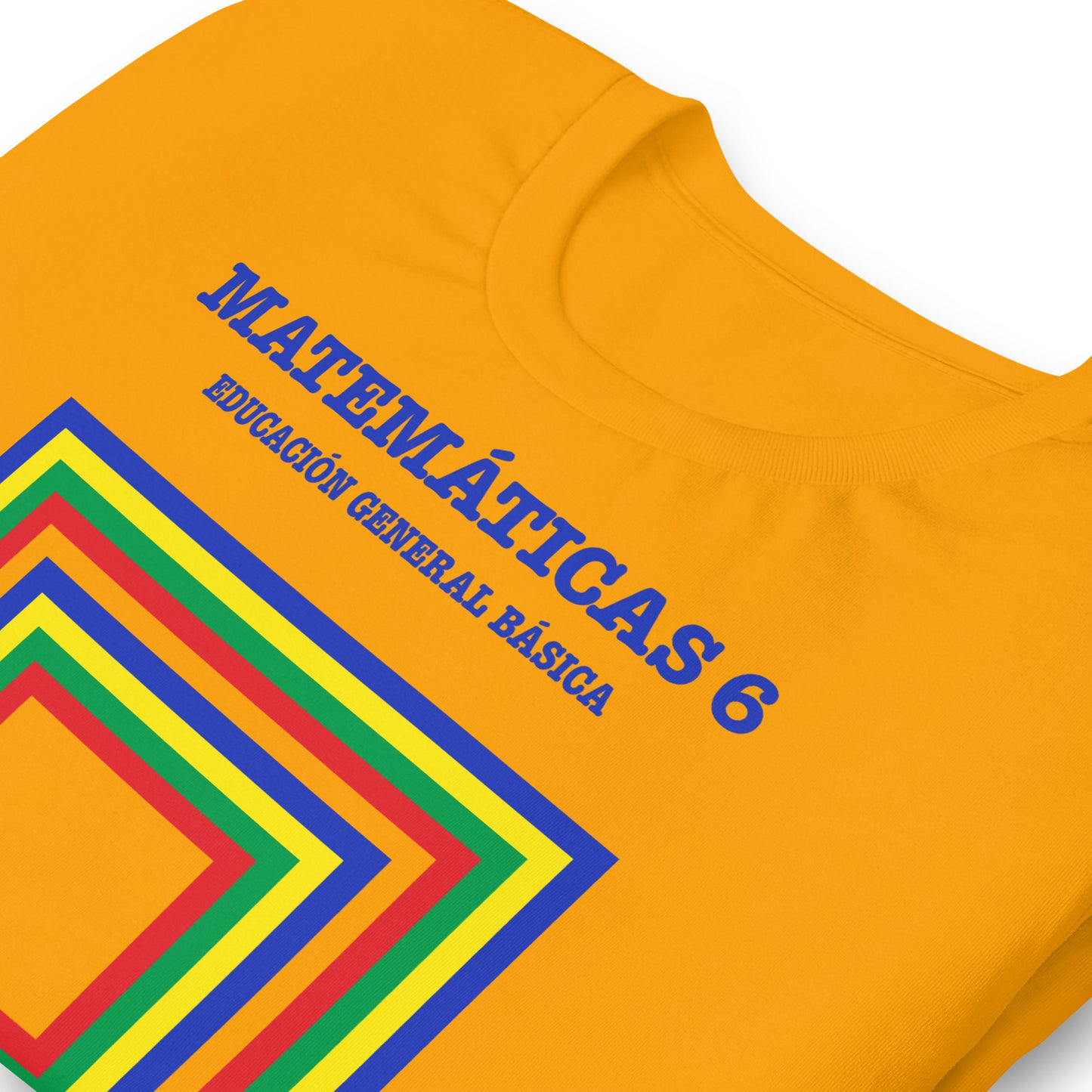 detalle de camiseta libro matematicas egb amarillo mostaza