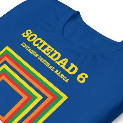 detalle de camiseta libro sociales egb azul royal