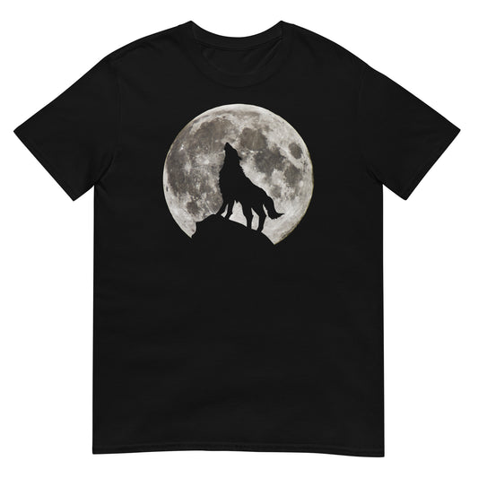 camiseta lobo y luna llena negra