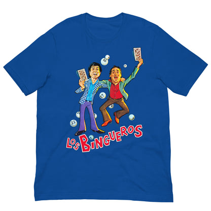 camiseta los bingueros andres pajares fernando esteso en color azul royal