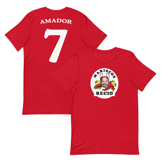 camiseta los leones de montepinar amador mariscos recio la que se avecina en color rojo