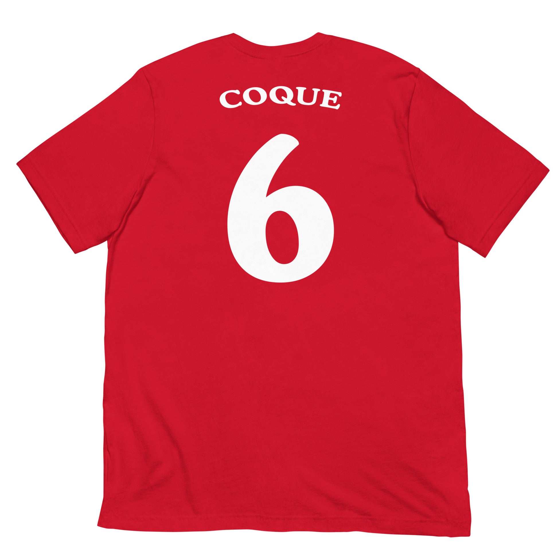 trasera de camiseta los leones de montepinar coque mariscos recio la que se avecina en color rojo
