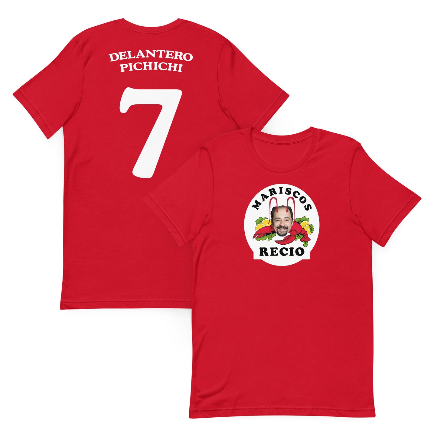 camiseta los leones de montepinar delantero pichichi mariscos recio la que se avecina en color rojo