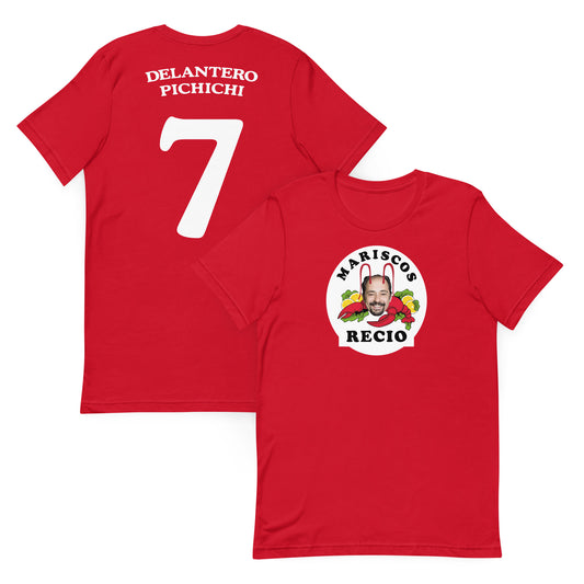 camiseta los leones de montepinar delantero pichichi mariscos recio la que se avecina en color rojo