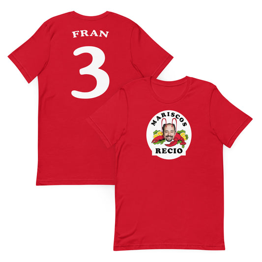 camiseta los leones de montepinar fran mariscos recio la que se avecina en color rojo