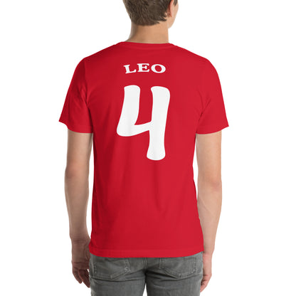 hombre con camiseta los leones de montepinar leo mariscos recio la que se avecina trasera en color rojo