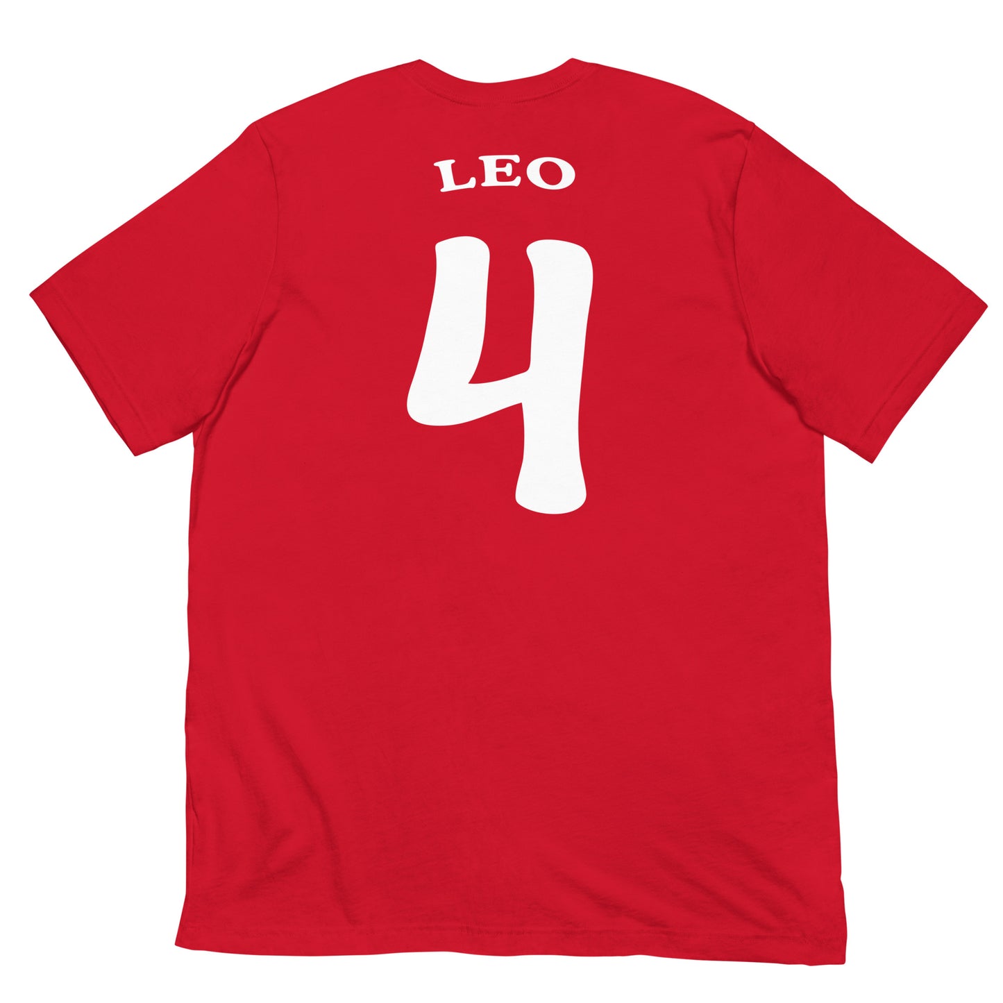 trasera de camiseta los leones de montepinar leo mariscos recio la que se avecina en color rojo