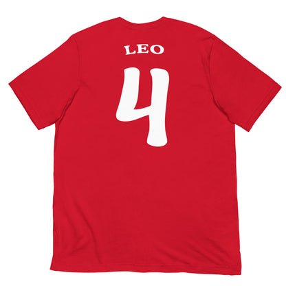 trasera de camiseta los leones de montepinar leo mariscos recio la que se avecina en color rojo