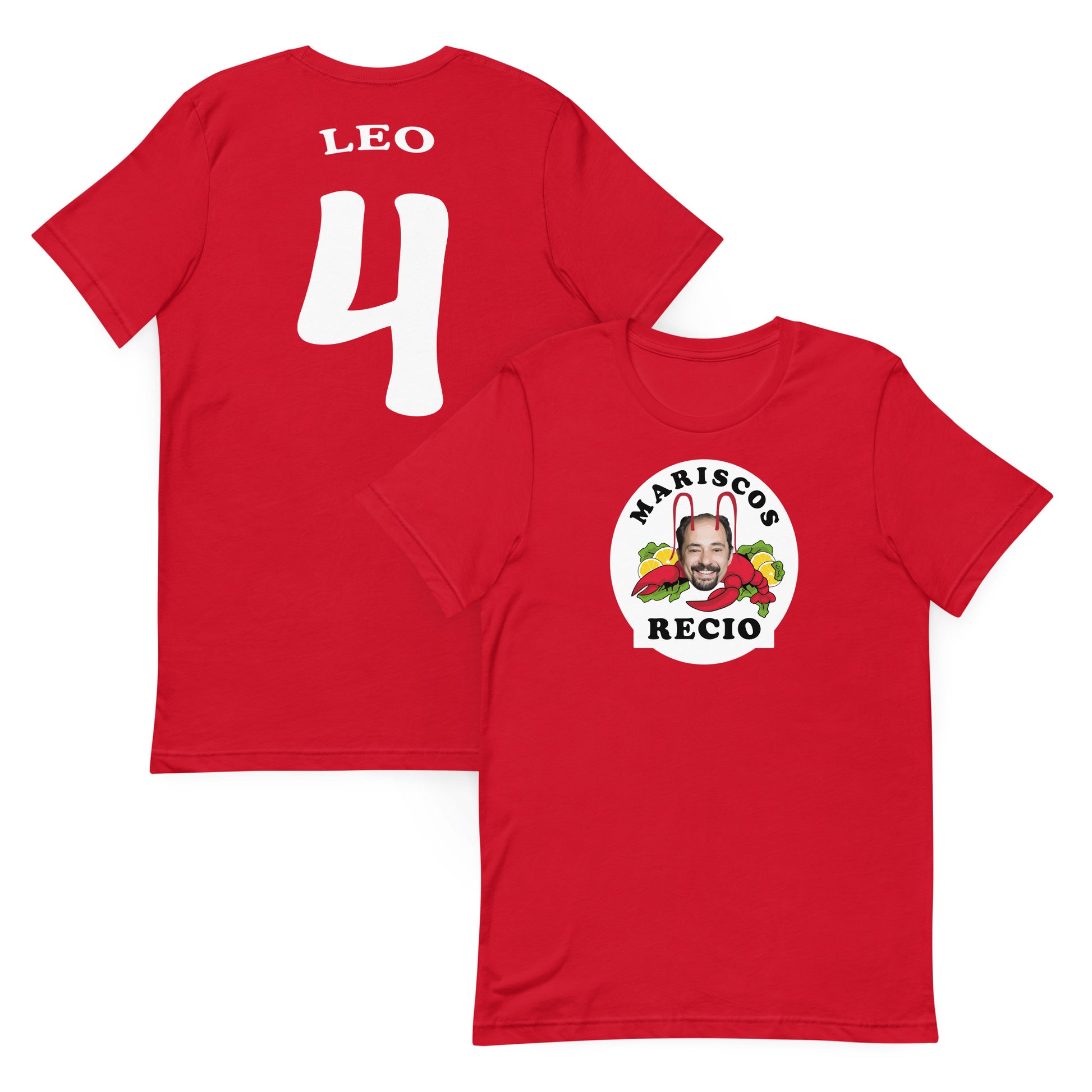 camiseta los leones de montepinar leo mariscos recio la que se avecina en color rojo
