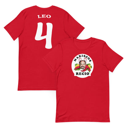 camiseta los leones de montepinar leo mariscos recio la que se avecina en color rojo