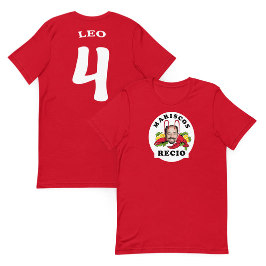 camiseta los leones de montepinar leo mariscos recio la que se avecina en color rojo